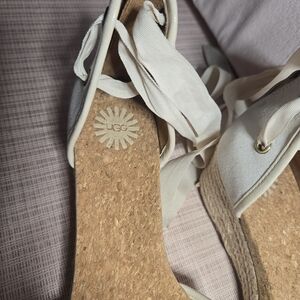 UGG Women's White Cork Wedge Sandals